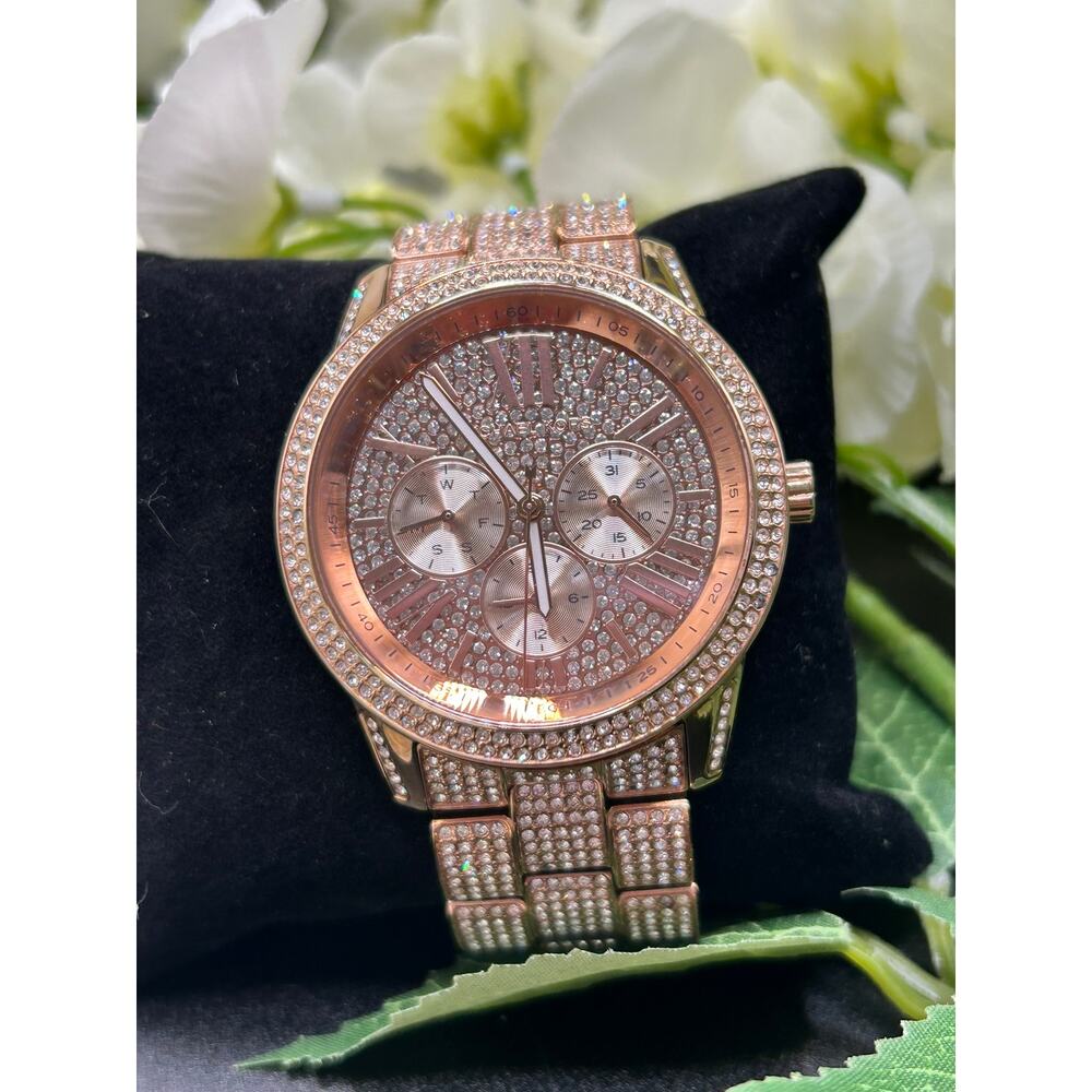 Michael Kors MK6933 Bradshaw Extreme Glitz Rose Gold Pave Chain Link Watch - Picture 4 of 8